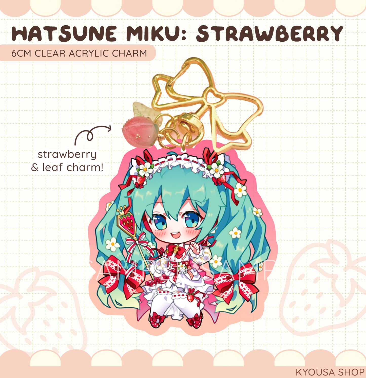 Strawberry Hatsune Miku: Acrylic Charm