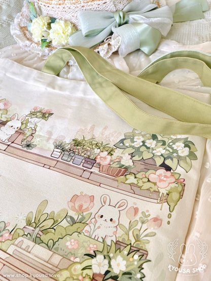 Bunny Garden Tote: Lined Canvas Bag