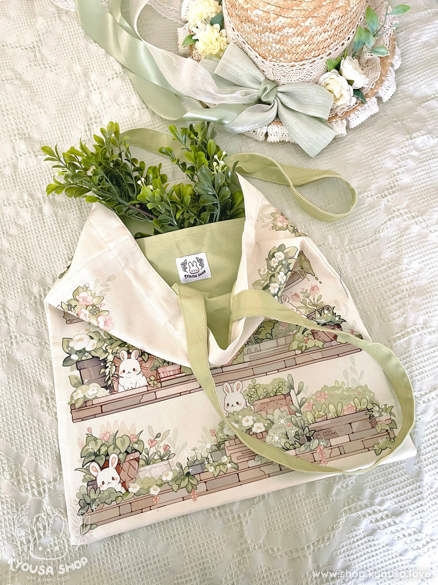 Bunny Garden Tote: Lined Canvas Bag