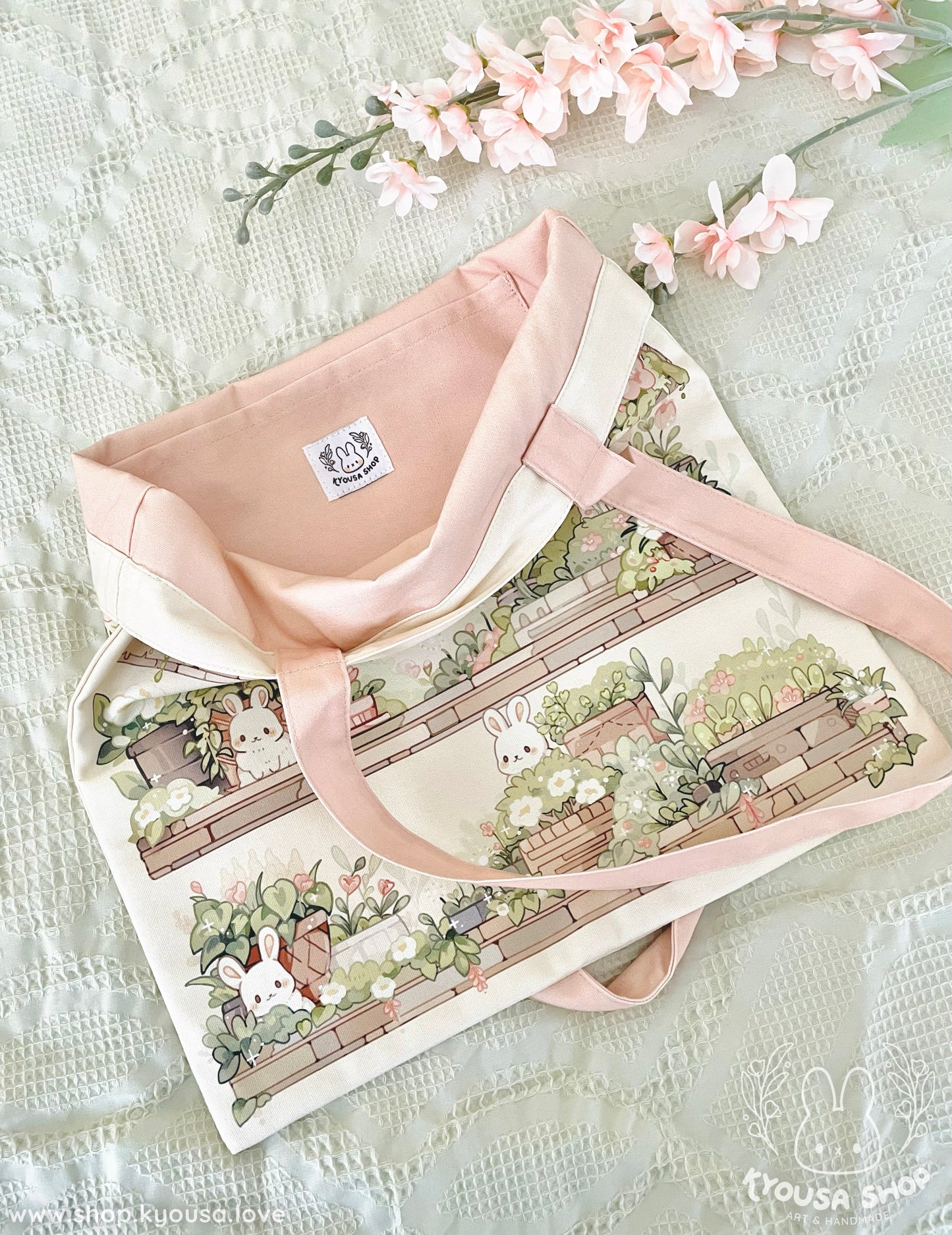 Bunny Garden Tote: Lined Canvas Bag