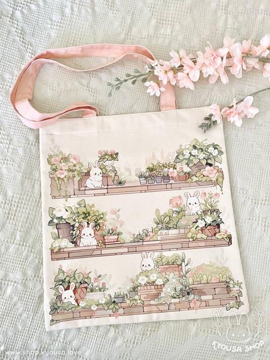 Bunny Garden Tote: Lined Canvas Bag