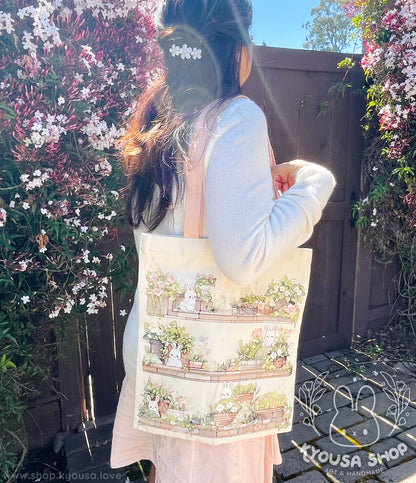 Bunny Garden Tote: Lined Canvas Bag