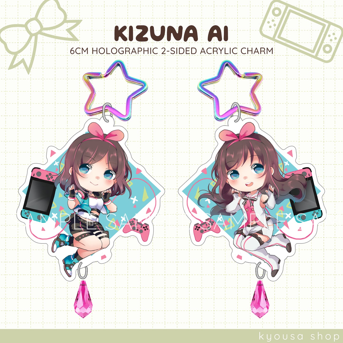 Kizuna Ai: Holographic Acrylic Charm