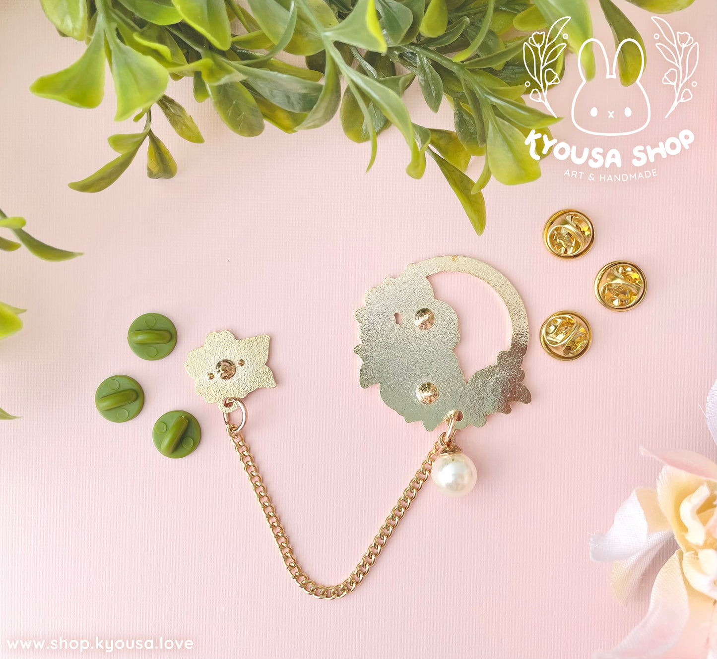 Bunnies & Blossoms: Linked Chain Enamel Pin